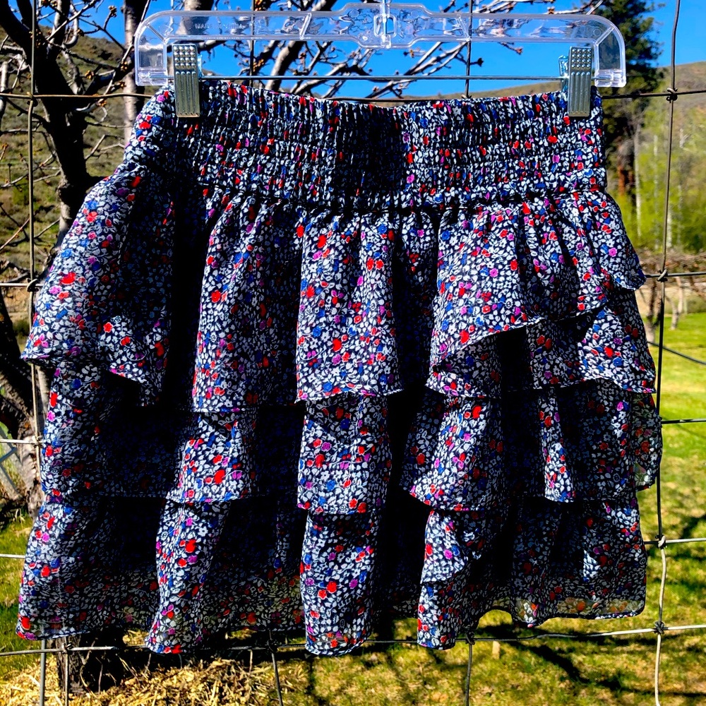 American Eagle Floral Mini Skirt Tiered Ruffle S/P